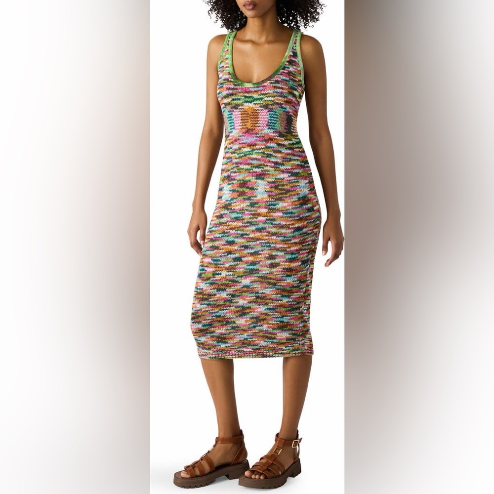 Steve Madden Reyna Multicolor Space Dye Knit Midi Dress Size Medium - Picture 7 of 10